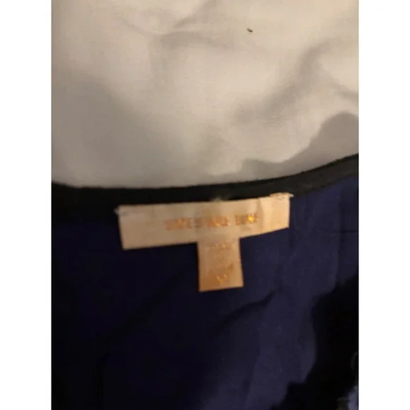 Skies Are Blue Black Navy Eyelet Embroidered Sleeveless Top Scalloped Hem M - Picture 4 of 7